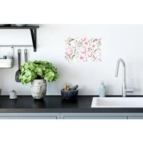 Patroon - Eieren - Roze - Pasen Muursticker klein -keuken