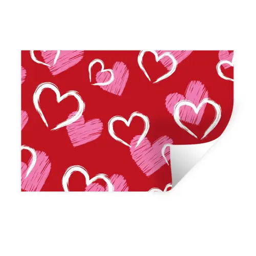 Patroon - Hartjes - Roze - Valentijn Muursticker klein -3d