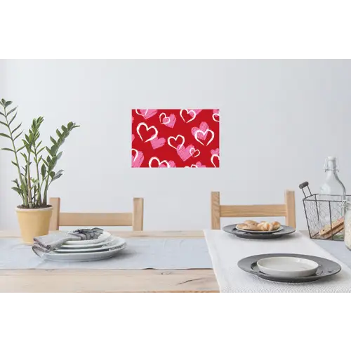 Patroon - Hartjes - Roze - Valentijn Muursticker klein -eettafel