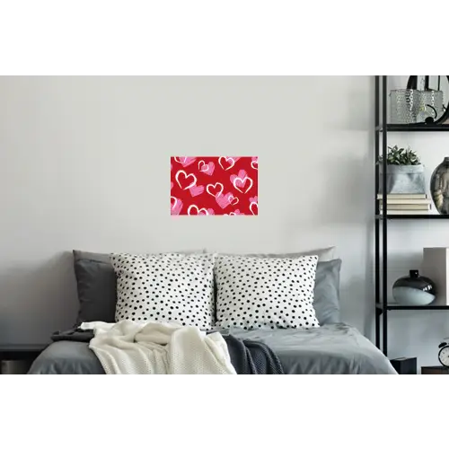 Patroon - Hartjes - Roze - Valentijn Muursticker klein -slaapkamer
