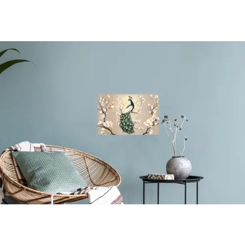 Pauw - Tak - Bloemen Muursticker klein -plant