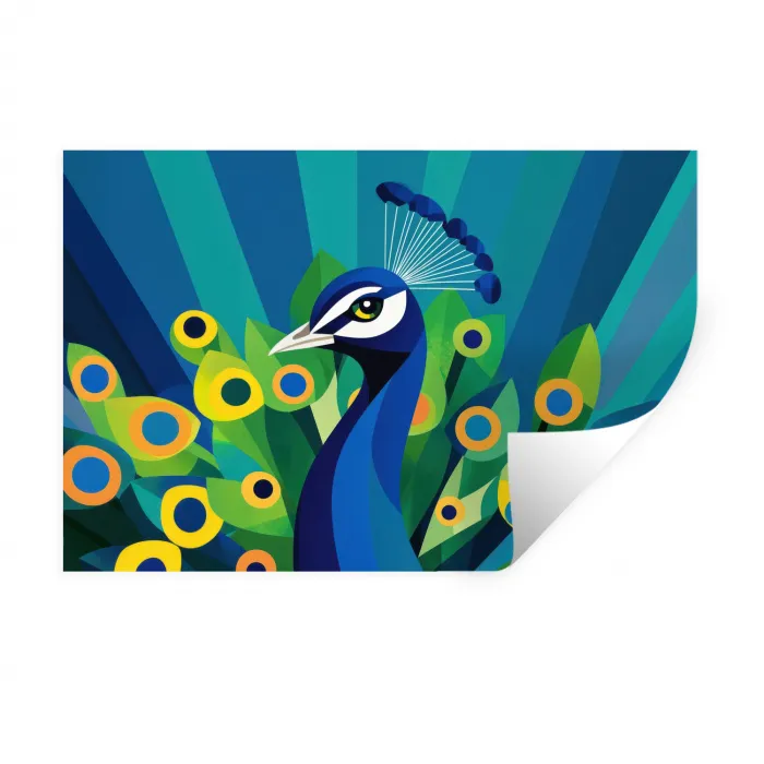 Pauw - Cirkels - Blauw Muursticker klein -3d