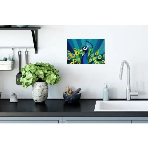 Pauw - Cirkels - Blauw Muursticker klein -keuken