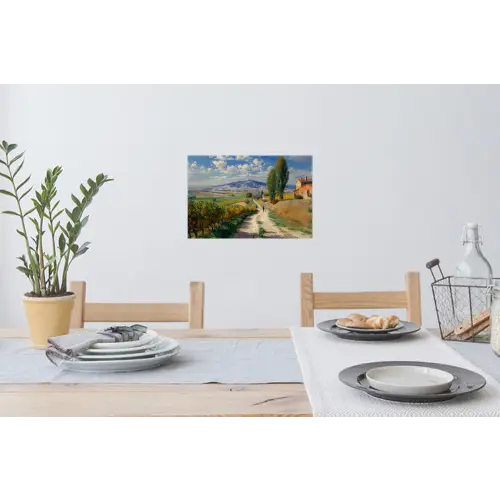 Mensen - Wandelen - Zandpad - Velden Muursticker klein -eettafel