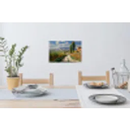 Mensen - Wandelen - Zandpad - Velden Muursticker klein -eettafel