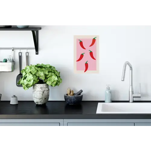 Pepers - Rood - Illustratie Muursticker klein -keuken