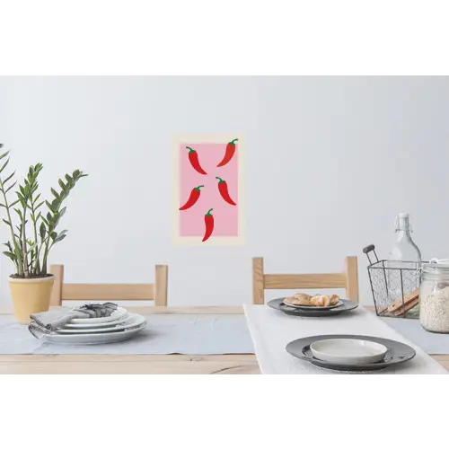 Pepers - Rood - Illustratie Muursticker klein -eettafel