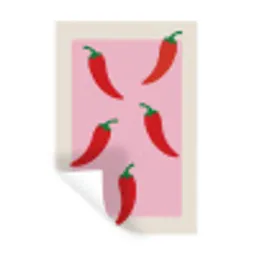 Pepers - Rood - Illustratie Muursticker klein -3d