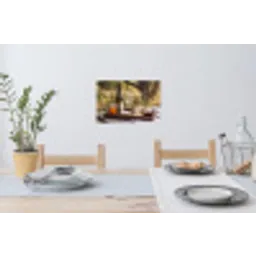 Picknick - Wijn - Kaasplankje Muursticker klein -eettafel