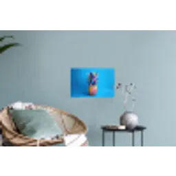 Ananas - Blauw - Tropisch - Vrolijk Muursticker klein -plant