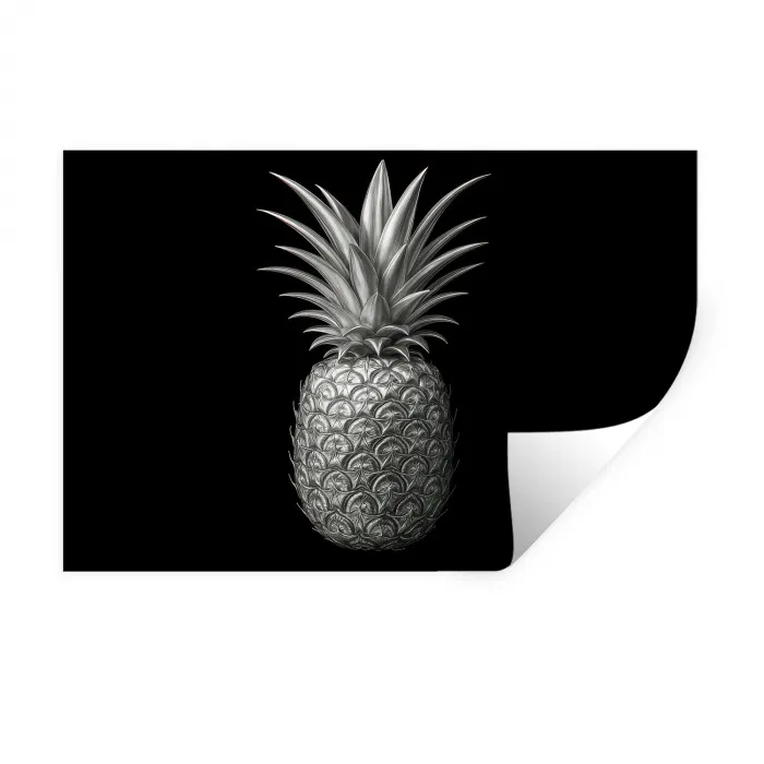 Ananas - Gedetailleerd - Bladeren Muursticker klein -3d