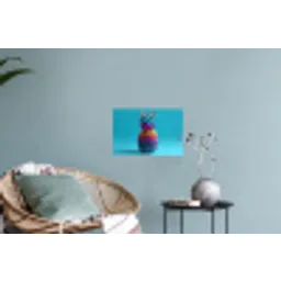 Ananas - Regenboog - Blauw - Popart Muursticker klein -plant