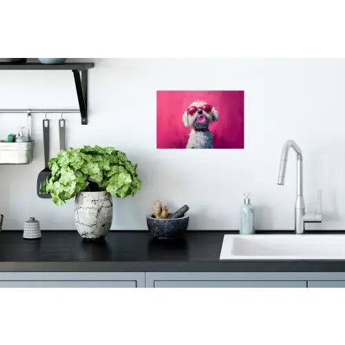 Pink - Hond - Bubbel Muursticker klein -keuken
