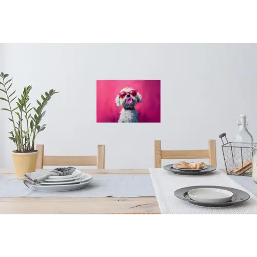 Pink - Hond - Bubbel Muursticker klein -eettafel