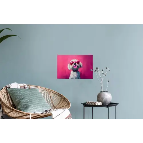 Pink - Hond - Bubbel Muursticker klein -plant