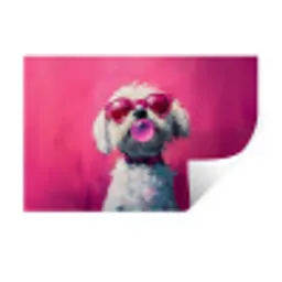 Pink - Hond - Bubbel Muursticker klein -3d