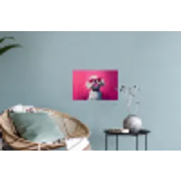 Pink - Hond - Bubbel Muursticker klein -plant