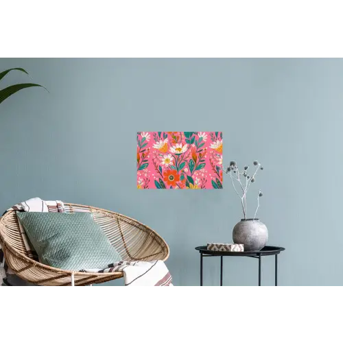 Roze - Bloemen - Wit - Oranje Muursticker klein -plant