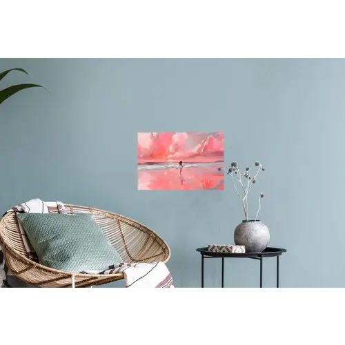Roze - Surfen - Zee Muursticker klein -plant
