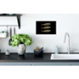 Vissen - Goud - Zwart Muursticker klein -keuken