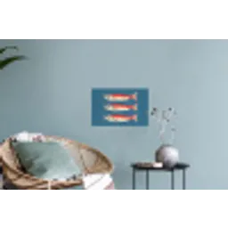 Vissen - Rood - Blauw Muursticker klein -plant