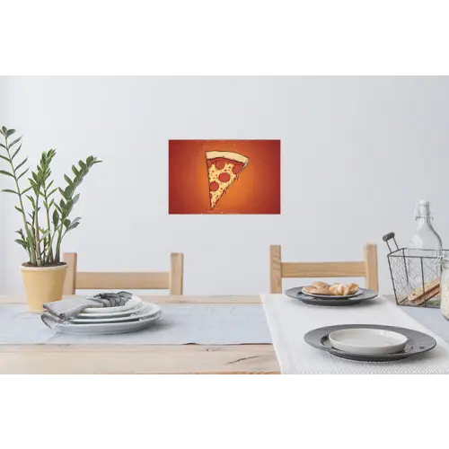 Pizza - Kaas - Rood - Pepperoni Muursticker klein -eettafel