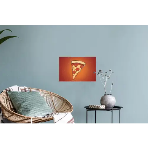 Pizza - Kaas - Rood - Pepperoni Muursticker klein -plant