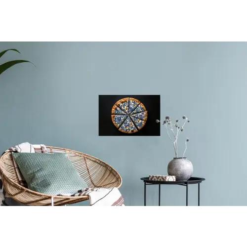 Pizza - Eten - Delftsblauw Muursticker klein -plant