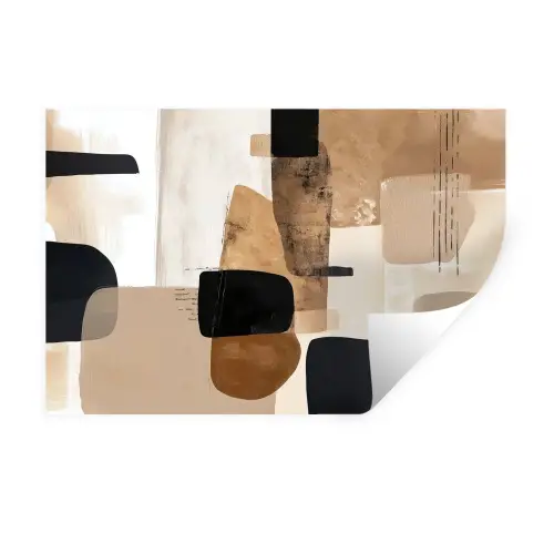 Vlakken - Abstract - Zwart - Strepen Muursticker klein -3d