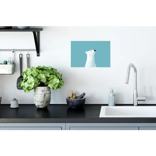 Ijsbeer - Lichtblauw - Minimalistisch Muursticker klein -keuken