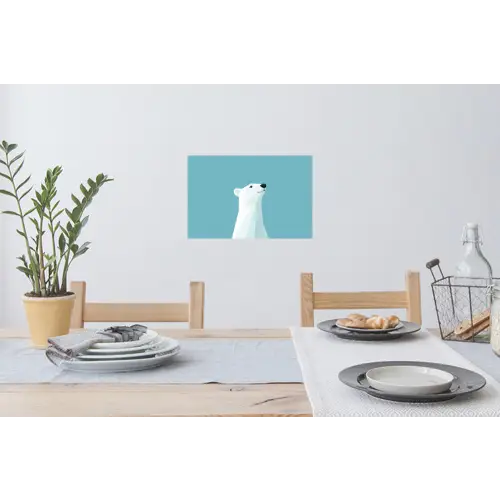 Ijsbeer - Lichtblauw - Minimalistisch Muursticker klein -eettafel