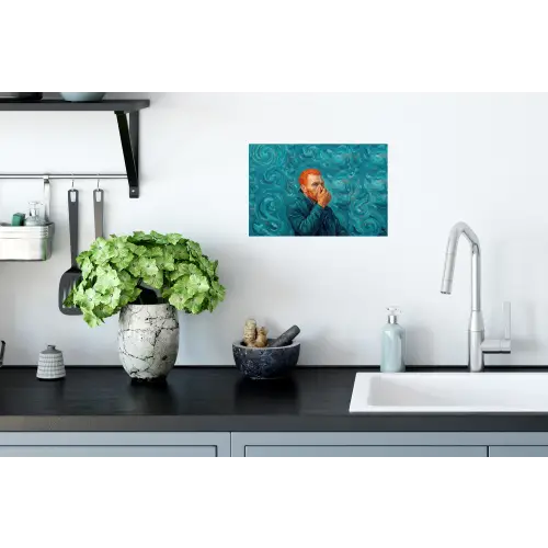 Portret - Klassiek - Blauw Muursticker klein -keuken