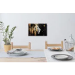Portret - Leeuw - Abstract - Goud Muursticker klein -eettafel