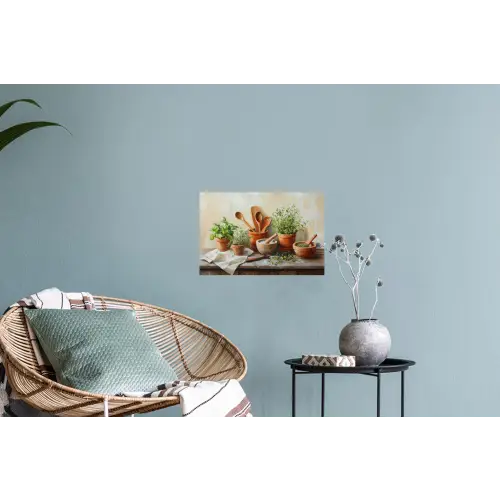 Potten - Kruiden - Hout Muursticker klein -plant
