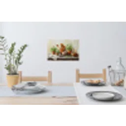 Potten - Kruiden - Hout Muursticker klein -eettafel