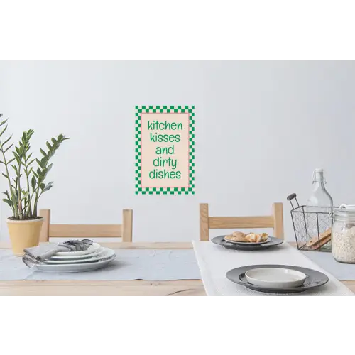 Quote - Groen - Geblokt - Keuken Muursticker klein -eettafel