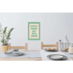 Quote - Groen - Geblokt - Keuken Muursticker klein -eettafel