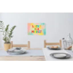 Quote - Lucky - Regenboogkleuren Muursticker klein -eettafel