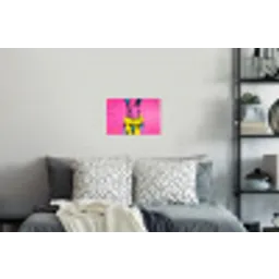 Konijn - Felroze - Sjaal - Abstract Muursticker klein -slaapkamer