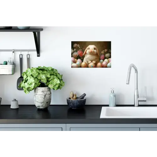 Konijn - Paaseieren - Stilleven Muursticker klein -keuken