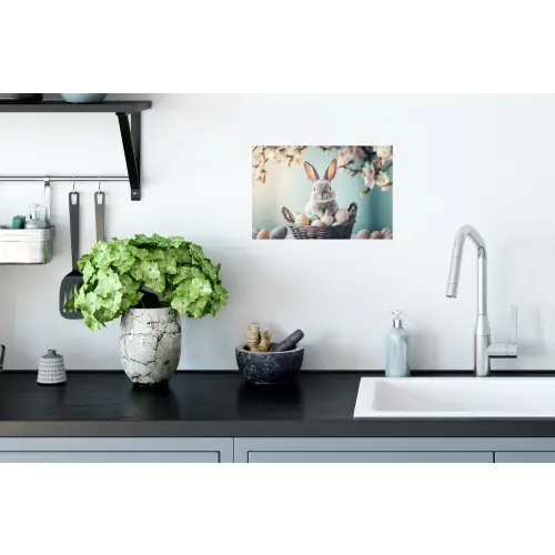 Konijn - Eieren - Mand Muursticker klein -keuken