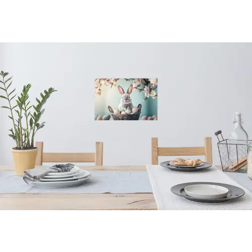 Konijn - Eieren - Mand Muursticker klein -eettafel