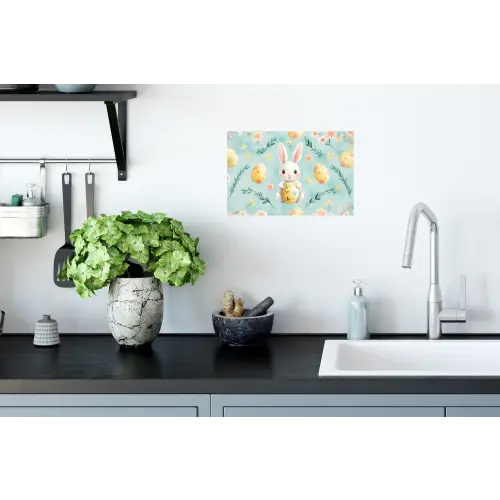 Konijn - Eieren - Takjes Muursticker klein -keuken