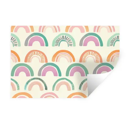 Regenboog - Pastel - Patroon Muursticker klein -3d
