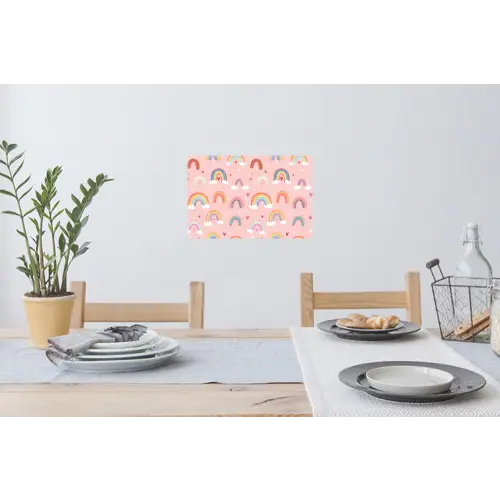 Regenboog - Patroon - Pastel - Handgetekend Muursticker klein -eettafel