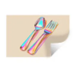 Regenboog - Lepel - Vork Muursticker klein -3d