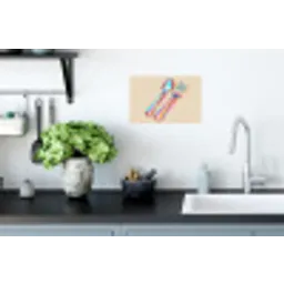 Regenboog - Lepel - Vork Muursticker klein -keuken