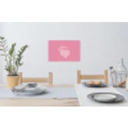 Frambozen - Steel - Getekend - Roze Muursticker klein -eettafel