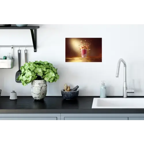 Framboos - Smoothie - Drinken - Roze Muursticker klein -keuken