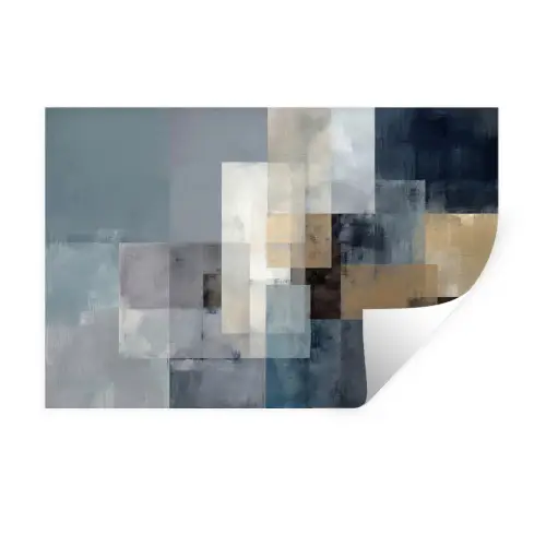 Rechthoeken - Abstract - Blauw Muursticker klein -3d